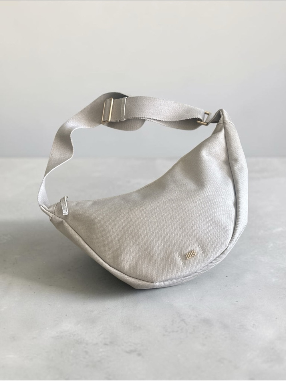 July Minimalist Crescent Shoulder Bag in Light Bone Color